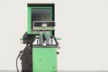 Old gas station pump. Diesel pump green colored Royalty Free Stock Photo