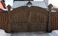 Old gate, handmade. Wooden and carved Royalty Free Stock Photo