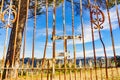 Old gate and Ronda town in distance, Spain Royalty Free Stock Photo