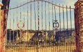 Old gate and Ronda town in distance, Spain Royalty Free Stock Photo