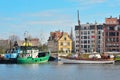 Old Gdansk Harbor With Ships Mooring