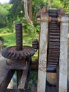 Old gear wheel for opening and closing water channels. It is estimated that it has existed since colonialism.