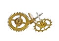 Old gears of the clock isolated on white background Royalty Free Stock Photo