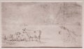 Old George Chinnery Ink Pencil Sketch Macau Cattle Landscape Boat Fisherman Drawing Portuguese Macao Vintage Antique Print Royalty Free Stock Photo