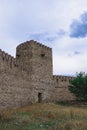 Georgia - June 2019. Old Georgian fortress. Stone walls of the tower in Georgia. Kakhetia Royalty Free Stock Photo