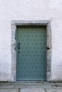 Old Georgian stone townhouse door with fanlight window above door