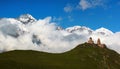 Old Gergeti christian church near Kazbegi, Stepantsminda village