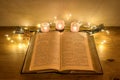 Old German Bible with Candles Royalty Free Stock Photo