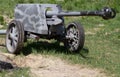 Old german cannon standing on the field Royalty Free Stock Photo