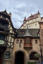 Old German city with wooden houses and gabled roofs with tiles Royalty Free Stock Photo