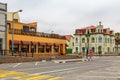 Old German colonial buildings and empty streets of Swakopmund, N