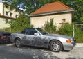 Old German convertible sports car Mercedes Benz R107 Royalty Free Stock Photo