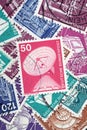 An old German stamp about Earth Stations (Editorial) Royalty Free Stock Photo