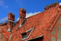 Old German tile roof. Baltiysk, Pillau previously, Russia