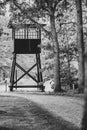 Old german watchtower made of wood in a former concentration camp Royalty Free Stock Photo