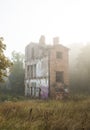 Old ghost house in a fog