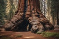 Old giant sequoia trunk. Generate ai