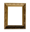 old gilded vintage picture frame on white isolated background Royalty Free Stock Photo