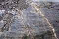 Old glacier movement erosion detail in a rock