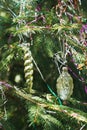 Old glass cone and icicle christmas decoration