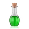 Old glass flask with green liquid. Isolated on white background Royalty Free Stock Photo