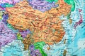 Old Globe Map of China close-up Royalty Free Stock Photo