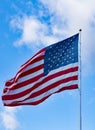 Old Glory Against a Blue Sky and Clouds Royalty Free Stock Photo