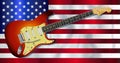 Old Glory Flag With Electric Guitar