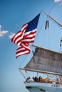 Old glory flies on American tall ship Eagle Royalty Free Stock Photo