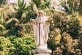 Old Goa, India. Cathedral Of St. Paul And Statue Of Jesus In Sunny Day Royalty Free Stock Photo