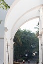 The high arches of the ancient Portuguese era building of the Museum of Christian Art in Old Goa Royalty Free Stock Photo