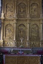 OLD GOA, INDIA - January 6, 2012: Interior of St. Catherine Cathedral - Altar. St. Catherine Cathedral (1640).