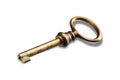 Old gold key on white Royalty Free Stock Photo