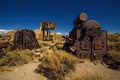 Old gold mine machines and tools abandoned in Bodie Ghost Town Royalty Free Stock Photo