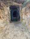 old gold mine shaft entrance at Hard Hill tourist reserve in Wedderburn Royalty Free Stock Photo