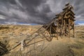 Old gold mining sluice life head frame Royalty Free Stock Photo