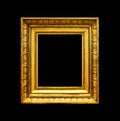 Old gold photo frame isolated on black Royalty Free Stock Photo