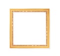 Old gold picture frame with carving patterns around edge isolated on white background and clipping path Royalty Free Stock Photo