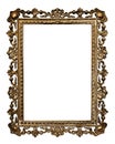 Old gold picture frame, isolated on white background Royalty Free Stock Photo