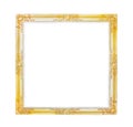 Old gold picture frame two layer  isolated on white background with clipping path Royalty Free Stock Photo