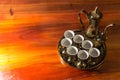 Old gold tea pot set Royalty Free Stock Photo