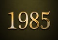 Old gold effect of 1985 number with 3D glossy style Mockup. Royalty Free Stock Photo