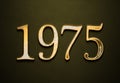 Old gold effect of 1975 number with 3D glossy style Mockup. Royalty Free Stock Photo