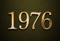 Old gold effect of 1976 number with 3D glossy style Mockup. Royalty Free Stock Photo