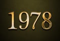 Old gold effect of 1978 number with 3D glossy style Mockup. Royalty Free Stock Photo