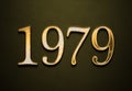 Old gold effect of 1979 number with 3D glossy style Mockup. Royalty Free Stock Photo
