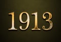 Old gold effect of 1913 number with 3D glossy style Mockup. Royalty Free Stock Photo