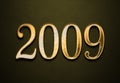 Old gold effect of 2009 number with 3D glossy style Mockup. Royalty Free Stock Photo