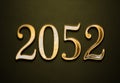 Old gold effect of 2052 number with 3D glossy style Mockup. Royalty Free Stock Photo