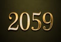 Old gold effect of 2059 number with 3D glossy style Mockup. Royalty Free Stock Photo